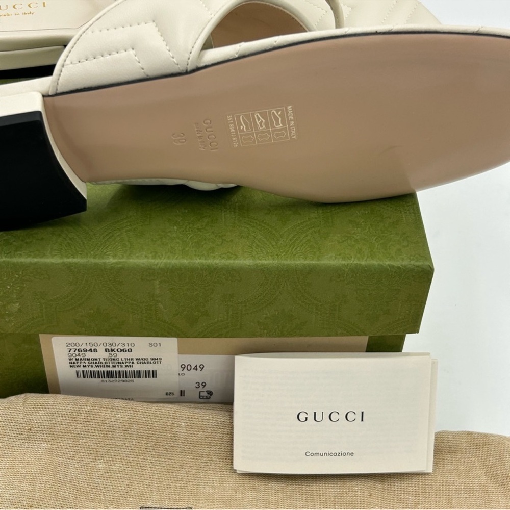 Women’s Gucci, quilted leather song sandals in Mystic white size 39 made Italy - Picture 10 of 10